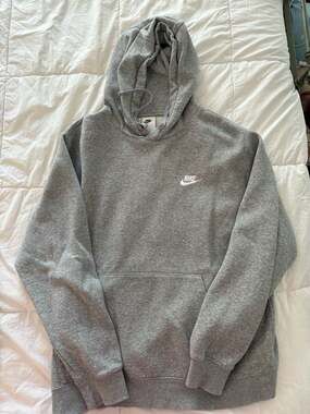 Nike Sportswear Club Fleece Pullover Hoodie Heather Grey Size Large